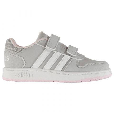 adidas Hoops Nubuck Infant Girls Trainers LtGrey/Wht/Pink