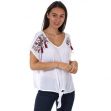 Brave Soul Womens Embroidered Oversized T-Shirt Cream