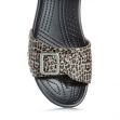 Crocs Womens Sarah Leopard Sandals Black