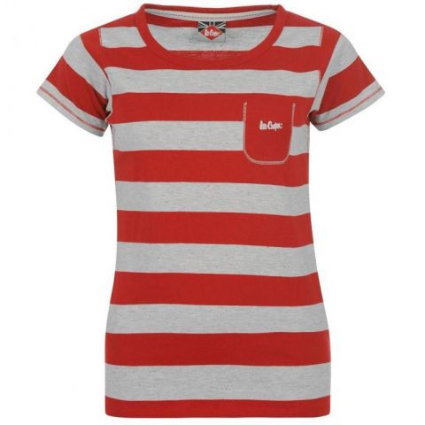 Dámské tričko Lee Cooper - červeno/šedivé pruhy