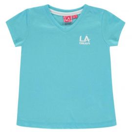 LA Gear V Neck T Shirt Junior Girls Bright Blue