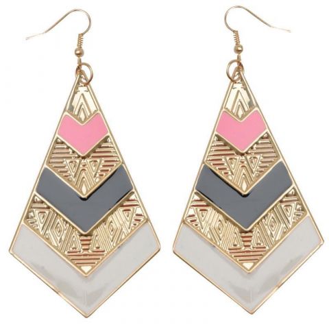 Miso Earrings Ladies Pnk/Blk Aztec