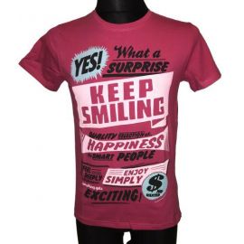 Pánské tričko Keep Smiling s krátkým rukávem růžová