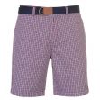 Pierre Cardin Check Belted Shorts Mens Red Check