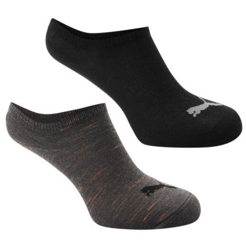 Puma Invisible 2 Pack Trainers Socks Black/Grey