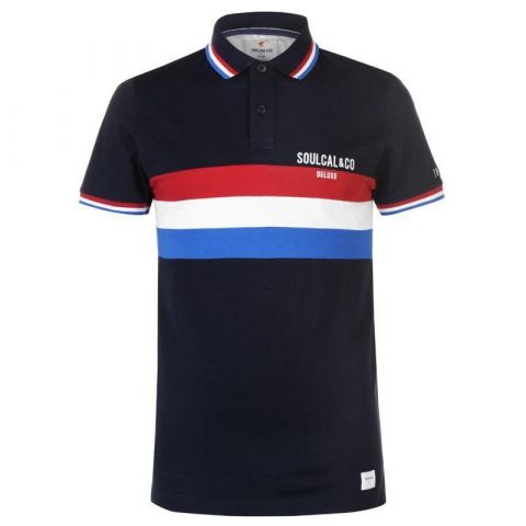 SoulCal Deluxe Cut And Sew Polo Shirt Navy