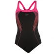 Speedo Fit Kickback Swimsuit Ladies Black/Pink/Red