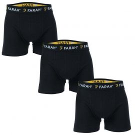 Spodní prádlo Farah Mens Saiginaw 3 Pack Boxer Shorts Black