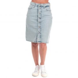 Sukně Levis Womens A-Line Midi Button Skirt Light Blue