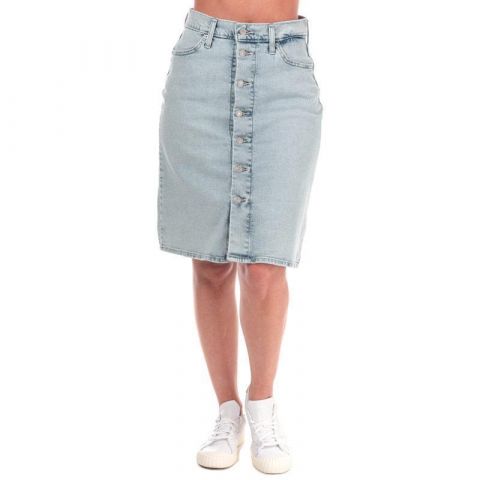 Sukně Levis Womens A-Line Midi Button Skirt Light Blue