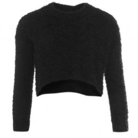 Svetr Golddigga Fluffy Cropped Knit Jumper Ladies Black