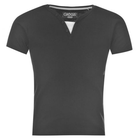 Tričko Giorgio Mock Notch T Shirt Mens Black