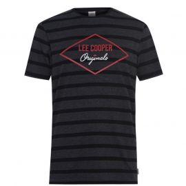 Tričko Lee Cooper Cooper Logo T Shirt Black/Stripe