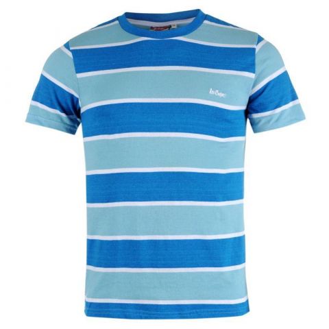 Tričko Lee Cooper YD Stripe T Shirt Mens Blue/Sky