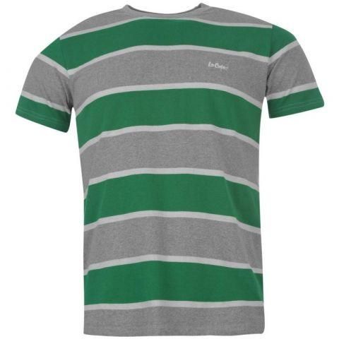 Tričko Lee Cooper YD Stripe T Shirt Mens Grey Marl/Green