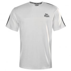 Tričko Lonsdale 2 Stripe T Shirt Mens White/Navy